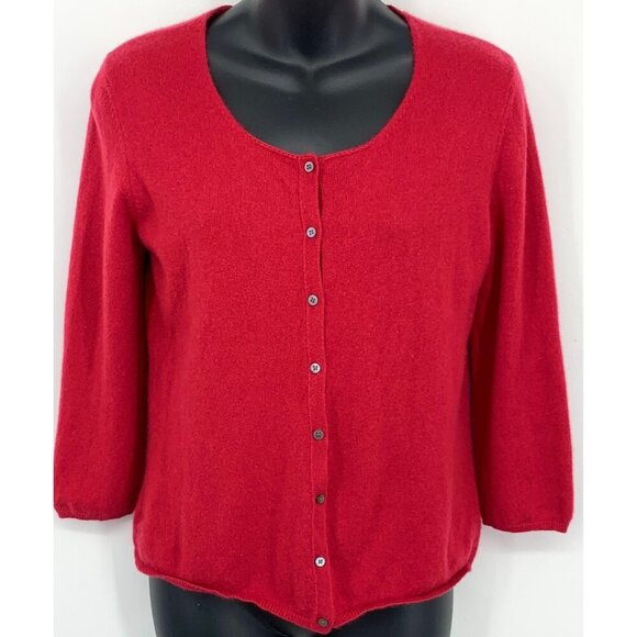 Banana Republic Cashmere Cardigan Size Medium 3/4 Sleeve Scoop Button Down EUC - Picture 1 of 7